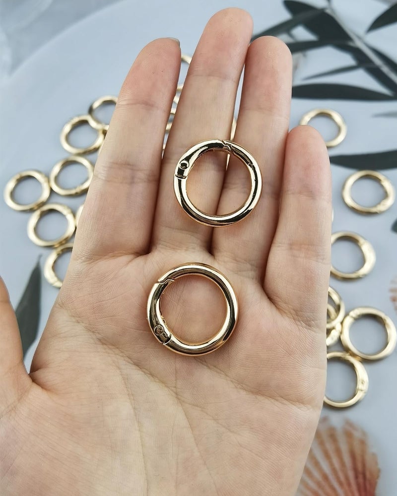 Hibmisy 50pcs 1 Inch Metal Spring O Rings,Round Carabiners Clips Snap Hooks for Keychains, Purse, Shoulder Bag,DIY Crafts (Gold) - Image 3